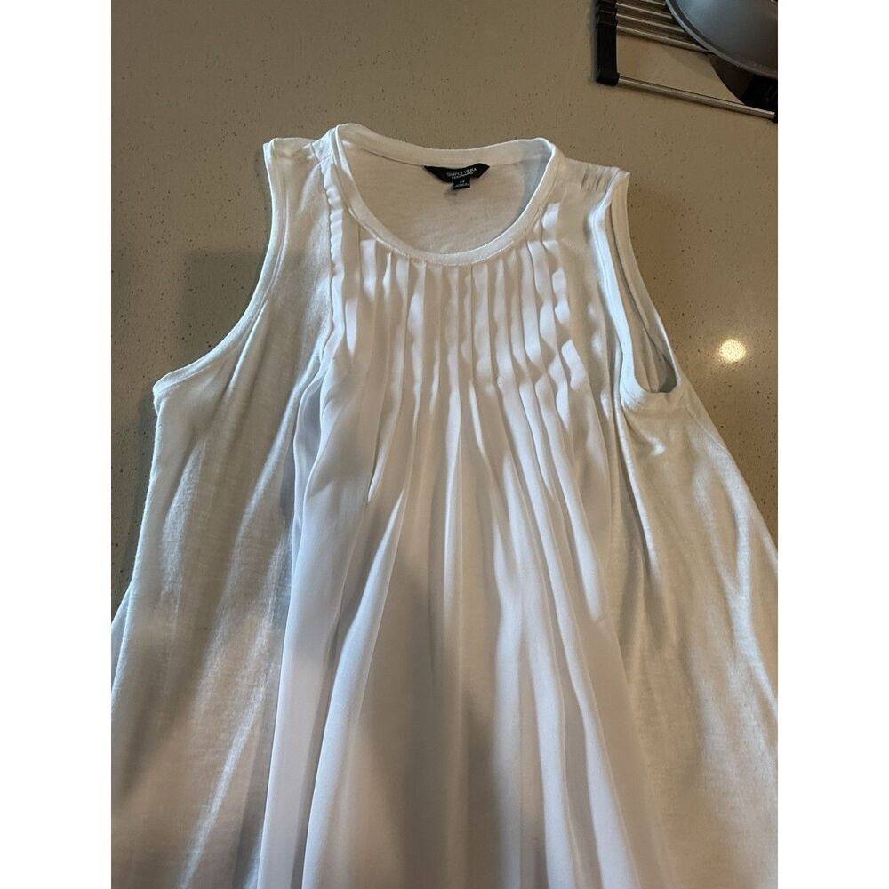 Simply Vera Vera Wang Womens White Smocked Pleated Sleeveless Tank Top Medium